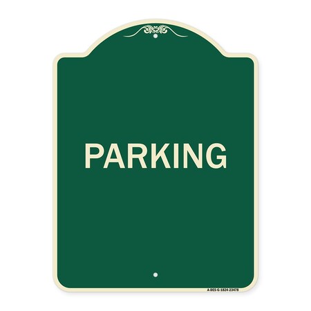 Signmission Designer Series Sign-Parking, Green & Tan Heavy-Gauge Aluminum Sign, 24" x 18", G-1824-23478 A-DES-G-1824-23478
